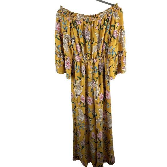 FLYING TOMATO SIZE XS OFF SHOULDER JUMPSUIT ON GOLDENROD FLARE SLEEVES - Picture 2 of 11